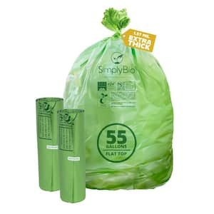 55 Gal. Compostable Trash Bags, Flat Top Heavy-Duty 1.57 MIL. Lawn and Yard Waste Bag, Leaf Bag 2 Boxes Pack (24-Count)