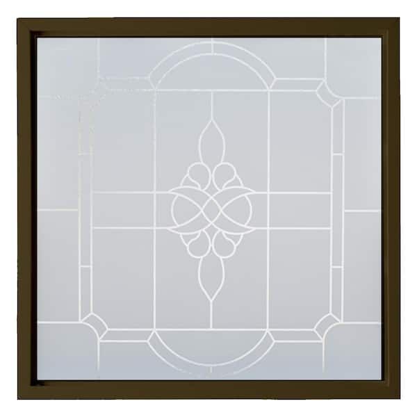 47.5 in. x 47.5 in. Victorian Silkscreened Decorative Glass Bronze Vinyl New Construction Frame Window