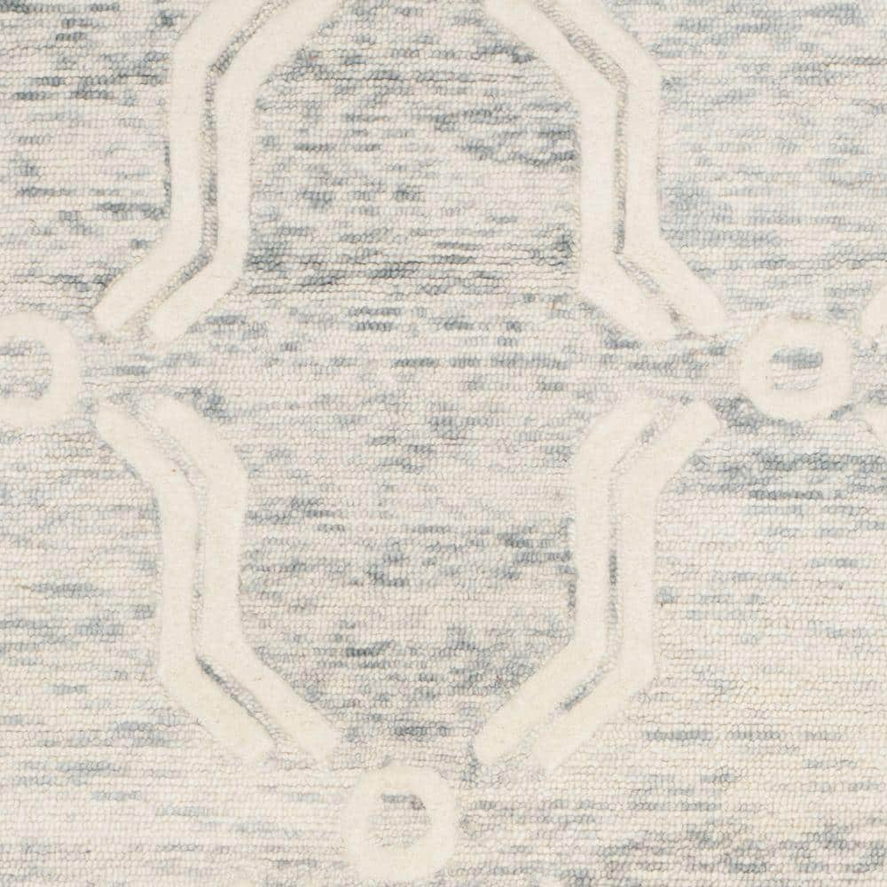 Handmade Light Grey and Ivory Wool Tufted 4' x 6' Rug