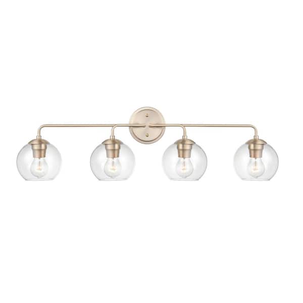 Millennium Lighting 35.25 in. 4-Light Modern Gold Vanity Light with Clear Glass Shade