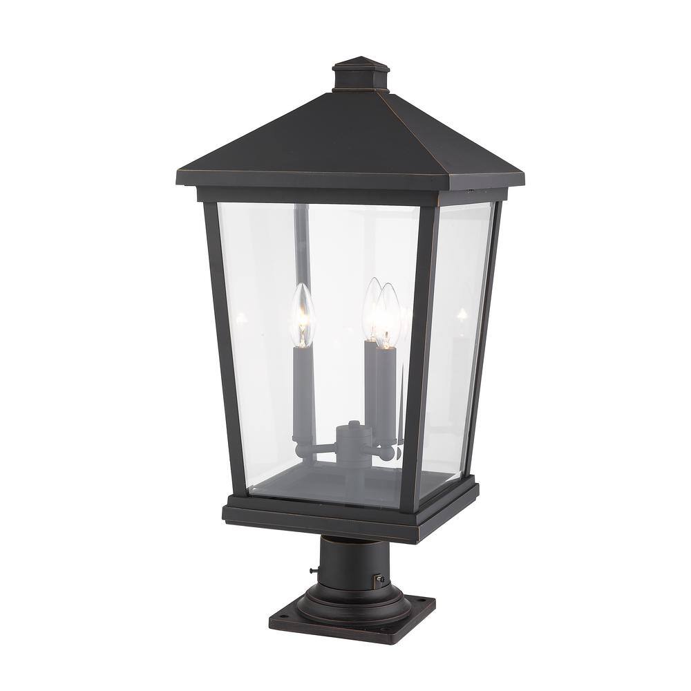 Modern Seedy Glass 17" Black Outdoor Pier Mount Light