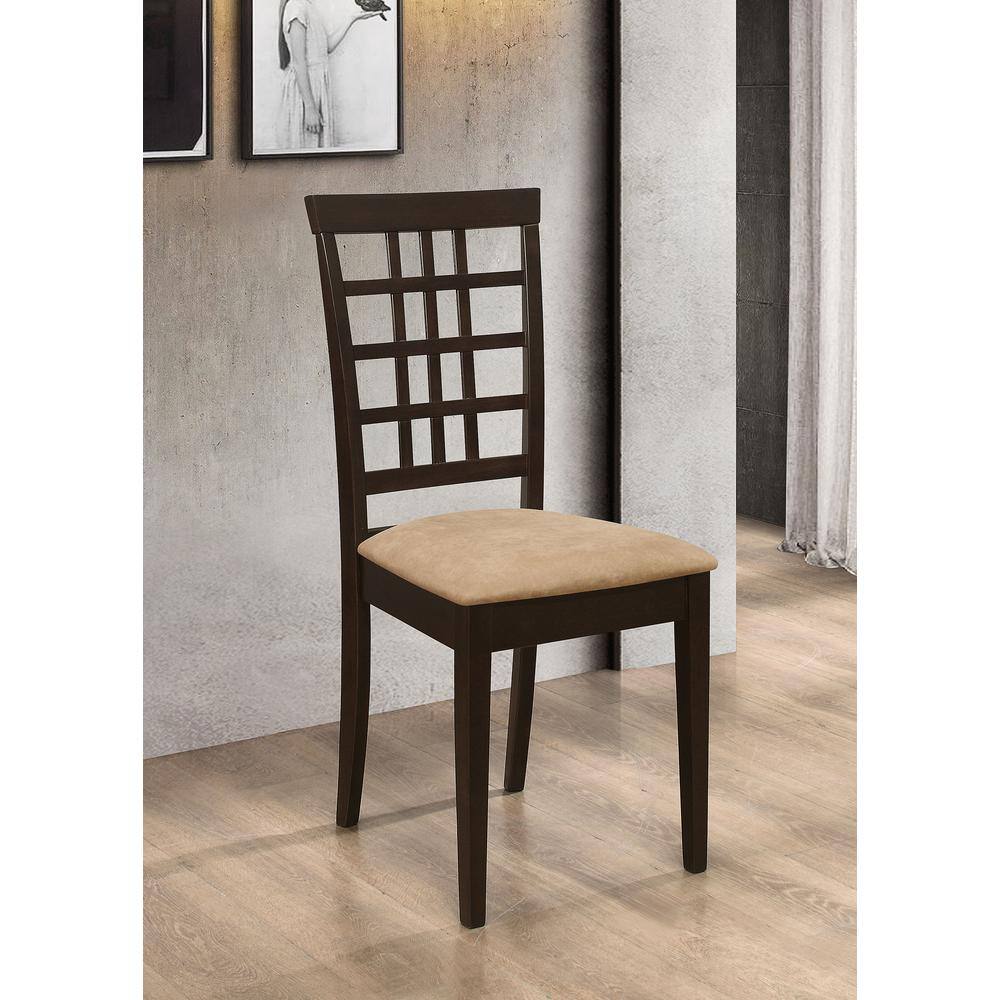 High-Back Traditional Beige Microfiber Upholstered Side Chair
