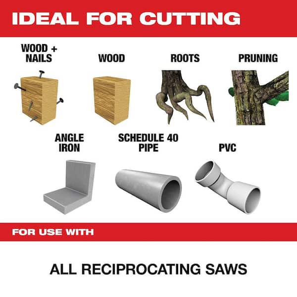 PACKOUT SAWZALL Reciprocating Saw Blade Set (15-Pack) with 12 in. 3 TPI Pruning Carbide Teeth Wood Cutting Blade