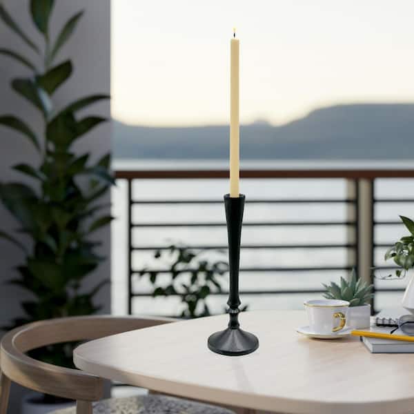 Black 10 in. Decorative Skinny Aluminum Metal Candle Holder