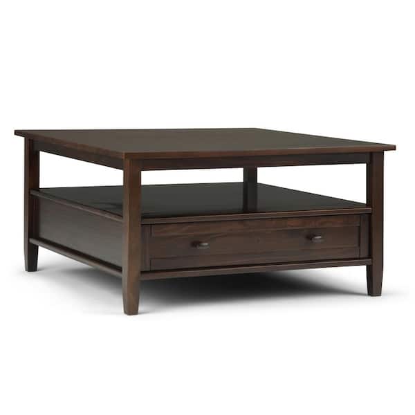 Max Lexington 36 In Brown, Square Wooden Coffee Table With Storage