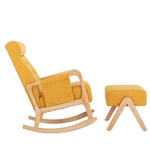 Yellow Polyester Fabric Rocking Chair Set of 2