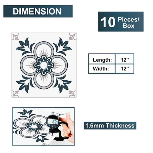12 in. x 12 in. Vinyl Peel and Stick Backsplash Tile Stickers, Multi-Colored Wall Tile for Kitchen (10 sq. ft./ 10-Pack)
