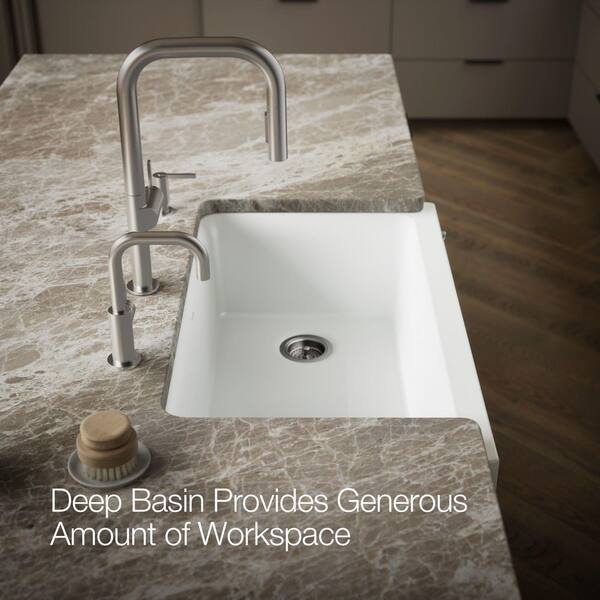 aren_ KOHLER Cairn 34 in. Undermount Single Bowl Matte White Engineered