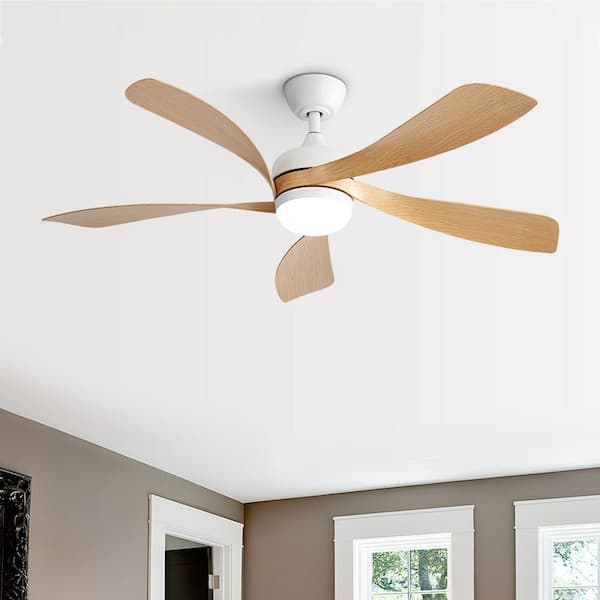 WhisperBloom 52 in. Indoor Oak Ceiling Fan with LED Light Bulbs with Remote Control