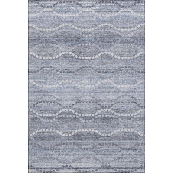 Mayfield Premium Machine Washable Abstract AMF2030 Blue 10 ft. x 14 ft. Area Rug