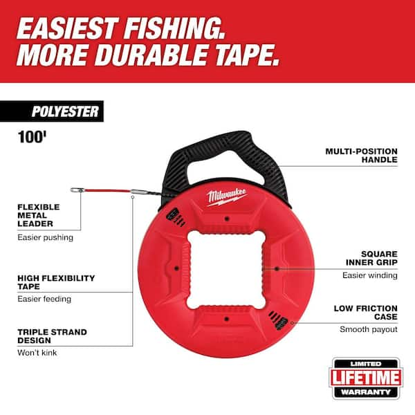 100 ft. Polyester Fish Tape with Flexible Metal Leader