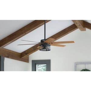 Houston 52 in. Indoor Matte Black Ceiling Fan with Light Kit and Remote