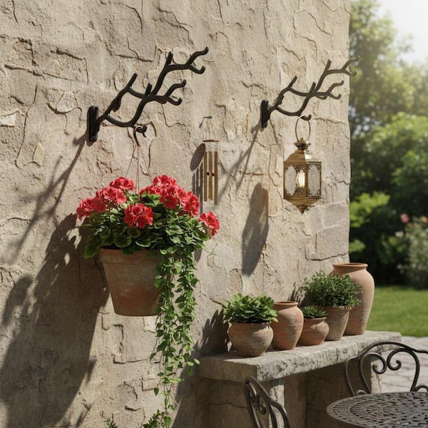 2 Pieces Cast Iron Tree Branch Hanging Plant Hangers YNLIN455 - The Home  Depot