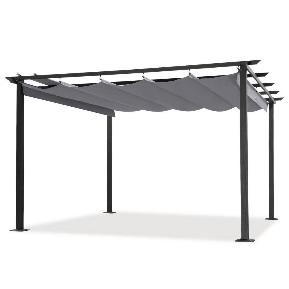 12 ft. x 12 ft. Aluminum Outdoor Pergola with Gray Retractable Shade Canopy price history on PriceWatchPro