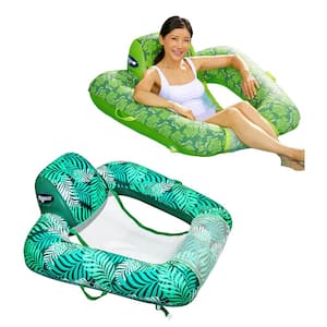 Green Plus Teal Fern Zero Gravity Swimming Pool Lounge Chair Float