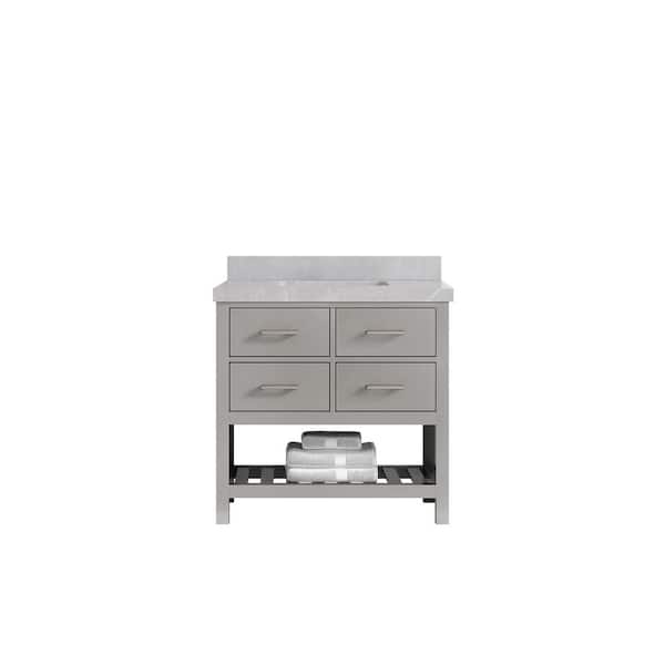 Willow Collections Parker 36 in. Single Sink Freestanding Elephant Gray Bath Vanity with Pearl Gray Qt. Top Unassembled