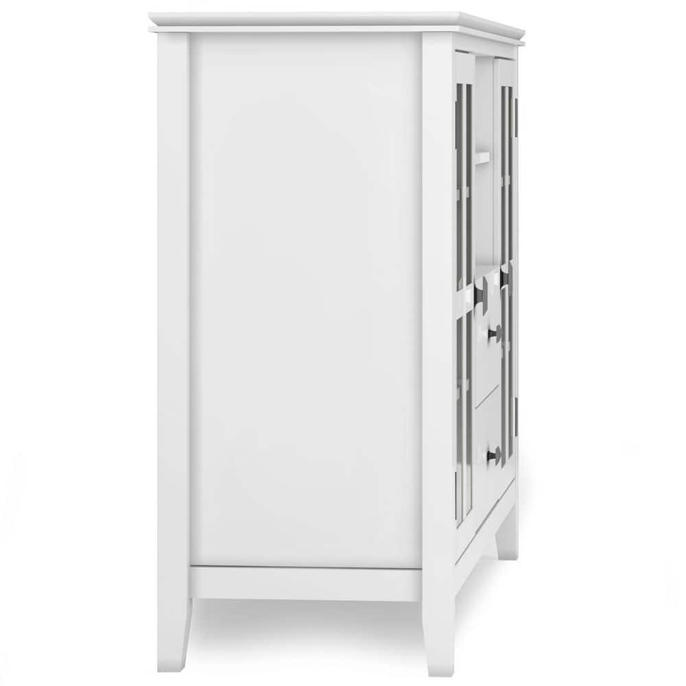 White Solid Wood 53" Traditional TV Media Stand with Cabinets