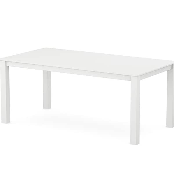 POLYWOOD Parsons White HDPE Plastic Rectangle 38 in. X 72 in. Dining ...