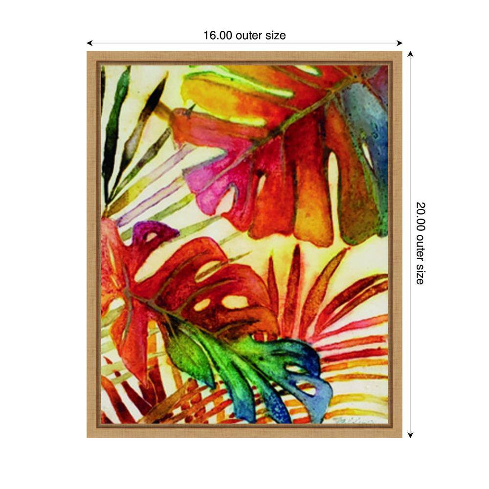 Tropic Botanicals I Colorful Canvas Print with Maple Frame