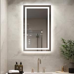 24 in W x 40 in H Rectangular Frameless Wall Mount 3-Colors Dimmable Anti-Fog LED Bathroom Vanity Mirror with Memory