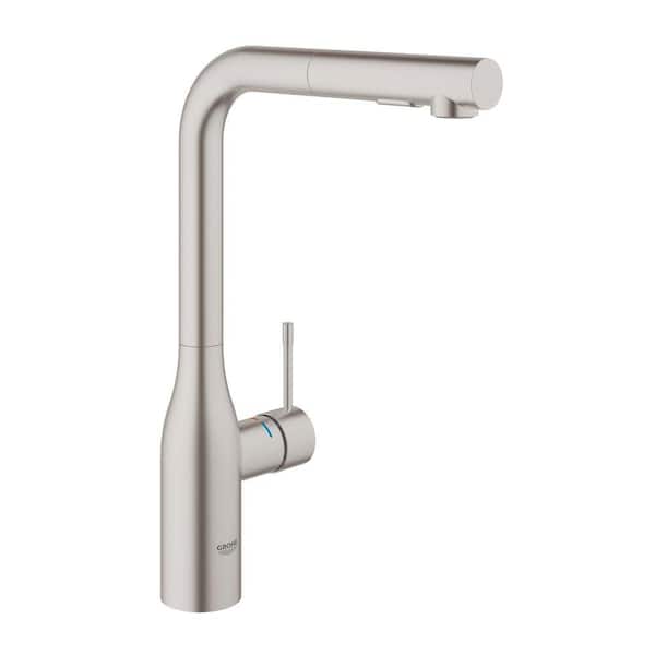 GROHE Essence New Single-Handle Pull-Out Sprayer Kitchen Faucet with Dual Spray in SuperSteel Infinity