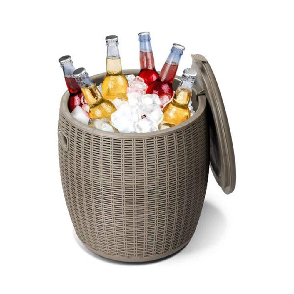 15.74 in. Round Resin Outdoor Side Table, 9.5 Gal. Cooler Side Table with Built-in Handle for Camping, Picnic price history on PriceWatchPro