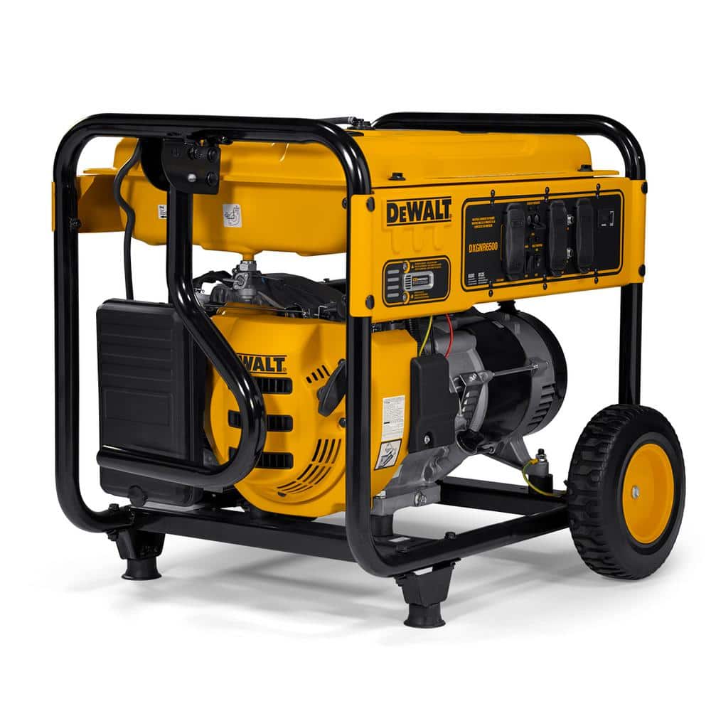 Airco willekeurig Maak leven DEWALT 6500-Watt Manual Start Gas-Powered Portable Generator with Idle  Control, Covered Outlets and CO Protect DXGNR6500 - The Home Depot