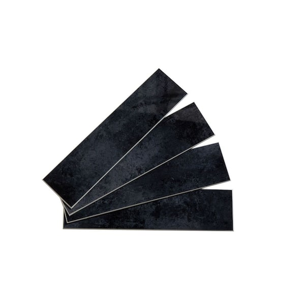 Collage 3 in. x 12 in. PVC Peel and Stick Tile in Iron Flint (Pack of 4/ 1 sq. ft. Per Pack)