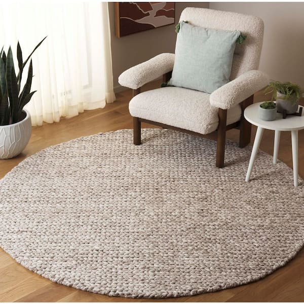 Natura 6 ft. x 6 ft. Beige/Taupe Solid Marle Round Area Rug