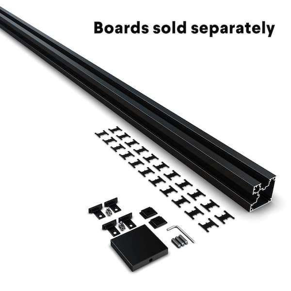 HOFT 96 in. Black Aluminum In-Ground Fence Corner Post and Hardware - Kit B8