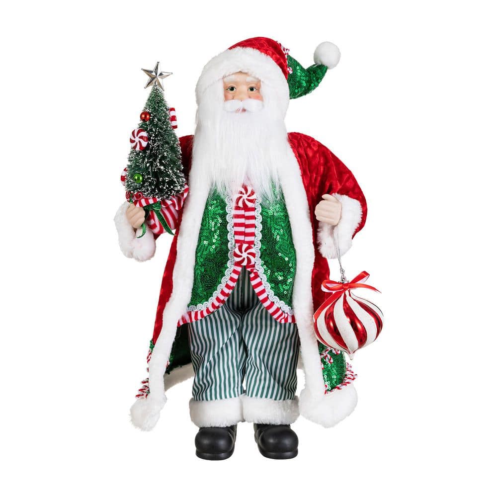 18 in. H Faux Fur Christmas Peppermint Santa Figurine with Porcelain Face price history on PriceWatchPro