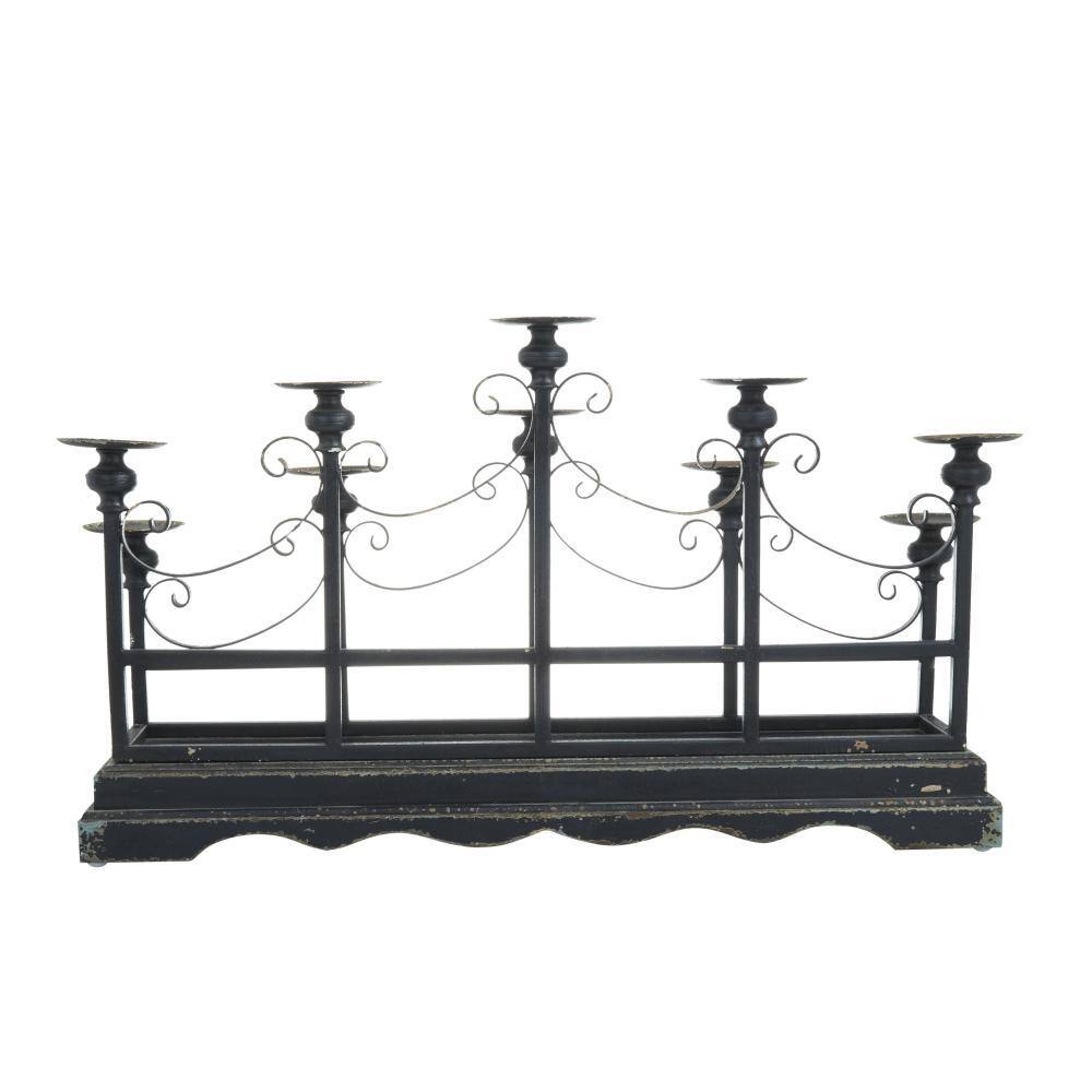 Vintage-Inspired Distressed Black Iron 8" Tabletop Candelabra