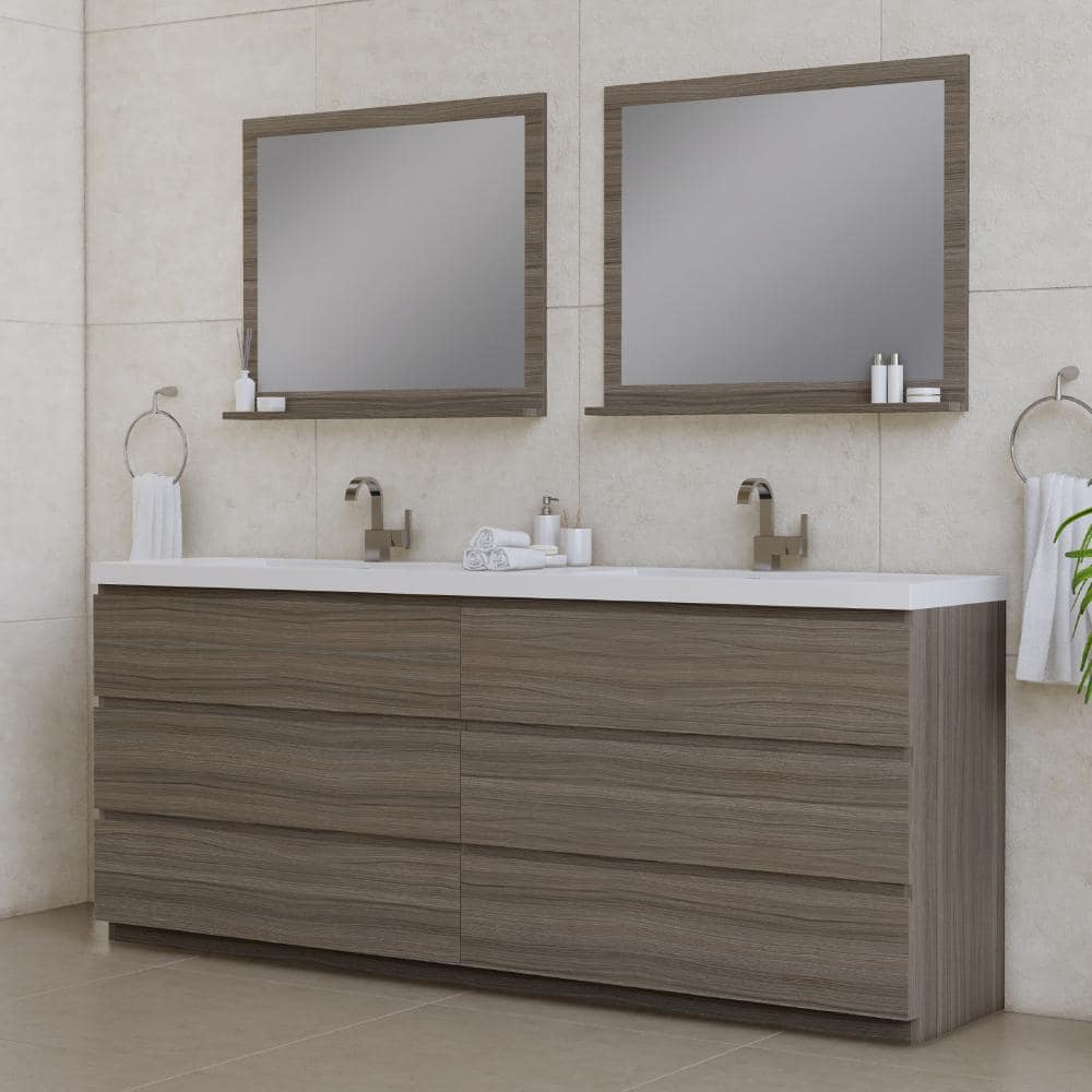 Paterno 84" Gray MDF Freestanding Double Bathroom Vanity