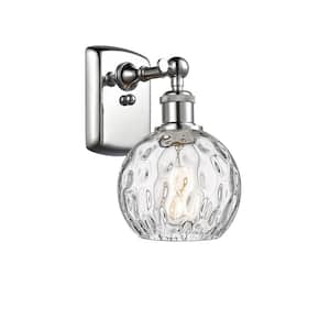 Athens Water Glass 1-Light Polished Chrome Wall Sconce with Clear Water Glass Shade