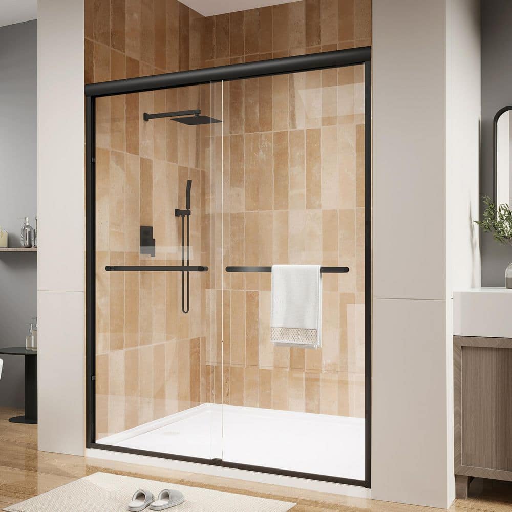 56 in. to 60 in. W x 70 in. H Framed Sliding Shower Door in Matte Black with Clear Tempered Glass price history on PriceWatchPro