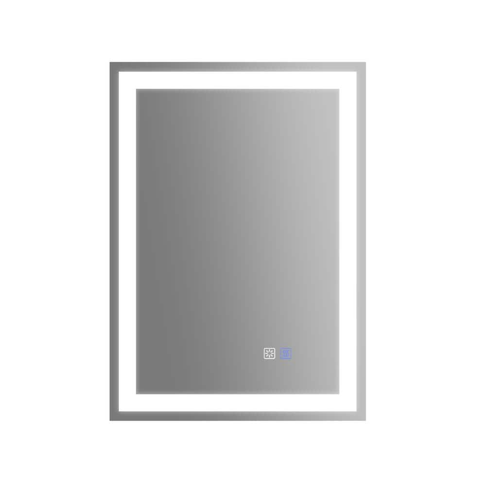 24 in. W x 32 in. H Rectangular Framed Wall Bathroom Vanity Mirror in White