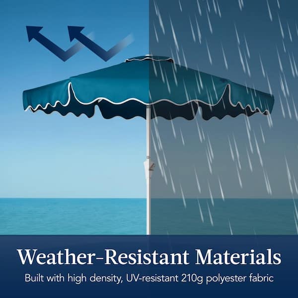 best patio umbrella for wind and rain EliteShade USA 10-Year-Non-Fading 9ft 3-Tier Market Umbrella, Commercial Grade Outdoor Table with Crank Open, Windproof & UPF 50+ UV A vented top promotes airflow to reduce wind strain WINDPROOF UMBRELLA