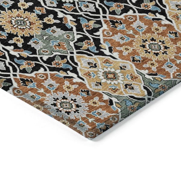 Chantille Machine Washable Indoor/Outdoor Abstract ACN2199 Black 1 ft. 8 in. x 2 ft. 6 in. Accent Rug