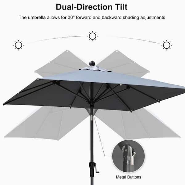 PURPLE LEAF 8 ft. Square Aluminum Crank and Tilt Outdoor Patio Market Umbrella in Light Gray