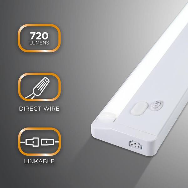thumbnail image 2 of Dimmable Hardwired Under Cabinet LED Lighting - Linkable - UL Listed - Edge Lit Technology - Warm White - 2700K - White Finished 8" To 48" 32 Inch 2 of 9