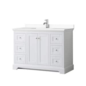 Avery 48 in. W x 22 in. D Single Vanity in White with Cultured Marble Vanity Top in White with White Basin