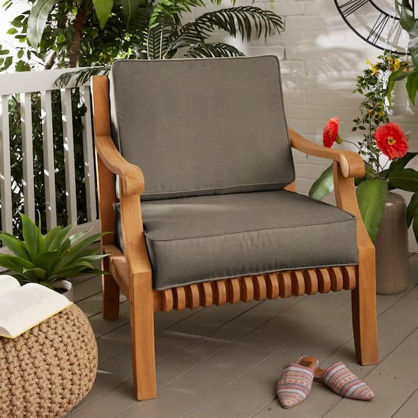Sunbrella Canvas Taupe Indoor Outdoor Deep Seat Chair Cushion Corded 