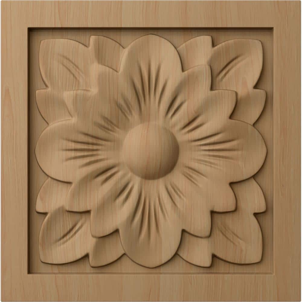 Alder Unfinished Large Dogwood Flower Square Rosette