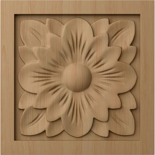 Ekena Millwork 5-1/8 in. x 1 in. x 5-1/8 in. Unfinished Wood Alder Large Dogwood Flower Rosette