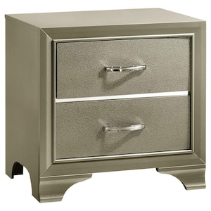 Beaumont Champagne 2-Drawer Rectangle Nightstand