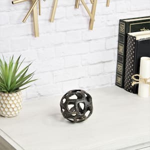Victoria 4 in. Natural Black Cast Iron Abstract Decorative Orb