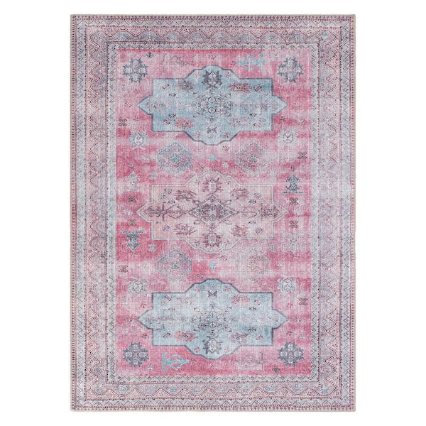 Boho Area Rug, Throw Rugs with Rubber Backing 3 X 5 Entry Way 3'x5