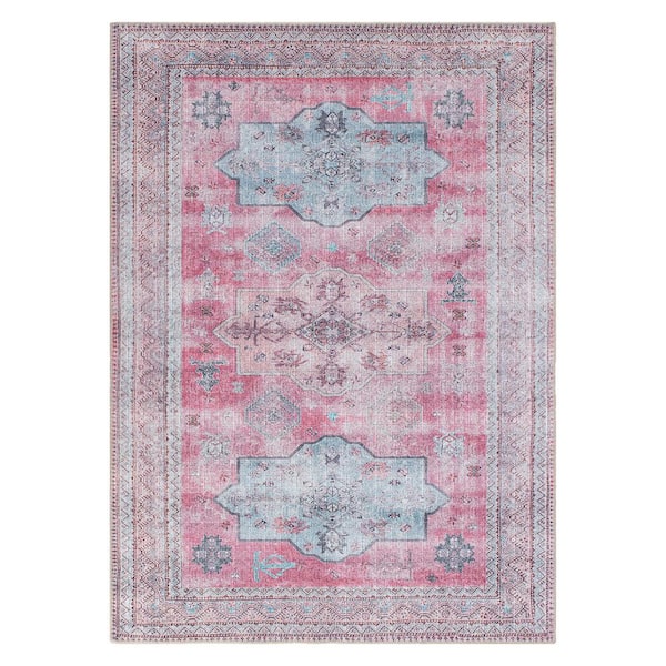 World Rug Gallery Multi 7 ft. 7 in. x 9 ft. 6 in. Distressed Transitional Bohemian Area Rug