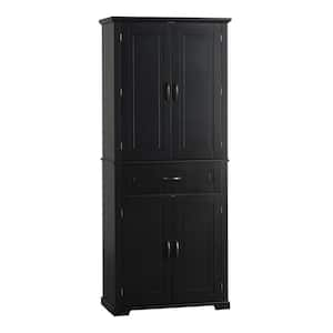 29.9 in. W x 15.7 in. D x 72.2 in. H Black Linen Cabinet with Adjustable Shelf and Drawers