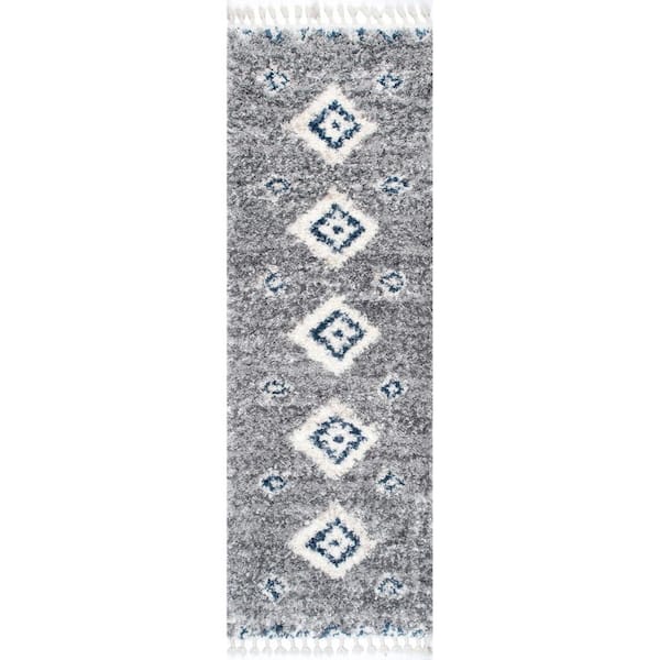 nuLOOM Transitional Gray 2 ft. x 10 ft.  Tribal Shag Area Rug